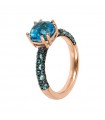 Bronzallure Ring - Precious Rose Gold with Blue Gem Prism - Size 16