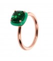 Anello Bronzallure da Donna - Miss Cocktail Rose Gold Smaltato con Prisma Gem Verde - Misura 14