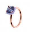 Bronzallure Ring for Women - Miss Cocktail Rose Gold Enamelled with Purple Gem Prism - Size 14