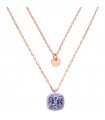 Collana Bronzallure - Miss Multifilo Rose Gold con Prisma Gem Quadrata Viola