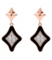 Bronzallure Earrings for Women - Alba Rose Gold Pendants with Black Onyx Etoile and Cubic Zirconia