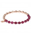 Bronzallure Bracelet for Women - Variegata Rose Gold Elastic with Red Agate Spheres