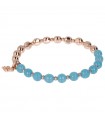 Bronzallure Bracelet for Women - Variegata Rose Gold Elastic with Blue Quartz Spheres