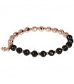 Bronzallure Bracelet for Women - Variegata Rose Gold Elastic with Black Spinel Spheres