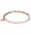Bronzallure Bracelet for Women - Variegata Rose Gold Elastic with Rose Quartz Spheres