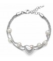 Miluna Bracelet - Miss Italia Two Strands in 925% Silver with Orient Pearls and Heart Pendant - 0