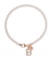 Bronzallure Bracelet for Women - My Bronzallure Tennis Rose Gold with Letter B in Cubic Zirconia Pavè