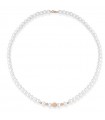 Lelune - Young Necklace with 5.5-6mm Freshwater Pearls and Speckled 18k Rose Gold Spheres - 0