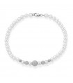 Lelune - Young Bracelet with 4.5-5mm Freshwater Pearls and Dotted 18k White Gold Spheres - 0