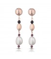 Lelune Glamour Woman's Ruby Earrings with Pearls and Agate - 0