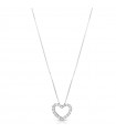 Lelune Diamonds Women's Necklace - in 18k White Gold with Heart and Natural Diamonds 0.06 ct - 0