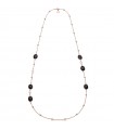 Collana Unoaerre da Donna - Fashion Jewellery Chanel Lunga Rose Gold con Cristalli Neri e Perle