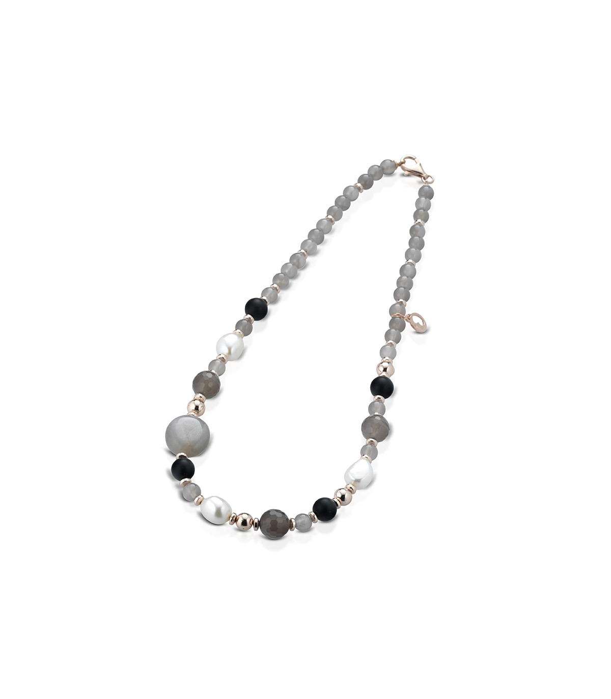 COSCIA PEARL NECKLACE LELUNE WITH GOLD ELEMENTS AND AQUAMARINES 