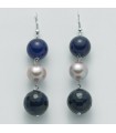 Miluna Earrings for Women - 925% Silver Pendants with 12-13mm Lavender Pearls and Blue Jade