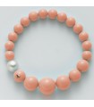 Miluna Bracelet - Earth and Sea with Freshwater Pearl 9.5 - 10 mm and Pink Coral Agglomerate