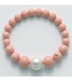 Bracciale Miluna - Terra e Mare con Perla Freshwater 11 - 15 mm ed Agglomerato Corallo Rosa