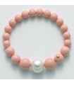 Miluna Bracelet - Earth and Sea with Freshwater Pearl 11 - 15 mm and Pink Coral Agglomerate
