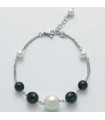 Miluna Bracelet - Earth and Sea in 925% Silver with White Pearls and Black Onyx