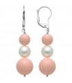 Orecchini Miluna da Donna - Terra e Mare in Argento 925% con Perle 8,5 - 9 mm e Corallo Rosa