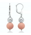 Miluna Earrings - Earth and Sea in 925% Silver with 10 mm Pink Coral