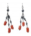 Della Rovere Earrings - Pendants in 925% Silver with Hematite and Red Coral
