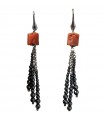 Della Rovere Earrings - Pendants in 925% Silver with Red Coral and Hematite Threads