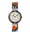 Orologio Flik Flak per Bambini - Future Dreams Build It Up Solo Tempo Nero 32mm Grigio con Camion e Scavatrici