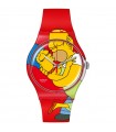 Orologio Swatch - The Simpsons Collection San Valentino Sweet Embrace 41mm Rosso Homer e Marge