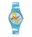Swatch Watch - The Simpsons Collection Valentine's Day Angel Bart 34mm Light Blue with Bart Cupid and Clouds