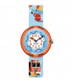 Flik Flak Watch for Children - Future Dreams Fire Stopper Only Time Red 32mm Blue with Firefighter Elephants