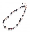 Lelune Glamour Ruby Necklace with Pearls and Black Agate for Women - 0