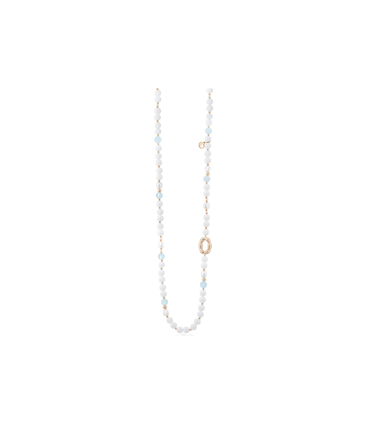 COSCIA PEARL NECKLACE LELUNE WITH GOLD ELEMENTS AND AQUAMARINES 