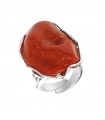 Della Rovere Ring - in 925% Silver with Red Coral