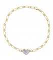 Rue Des Mille Bracelet for Women - Shapes in 925% Golden Silver with Heart in Pavé of Zircons