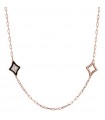 Bronzallure Necklace for Women - Long Sunrise in Rose Bronze with Black Enamelled Stars