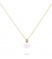 Rue Des Mille Necklace for Women - Whiteside Choker in 925% Golden Silver with Pearl Pendant and Zircon