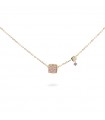 Rue Des Mille Necklace for Women - Stardust Ten in 925% Silver with Pink Pavè Square and Mini Bezel