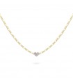 Rue Des Mille Necklace for Women - Shapes in 925% Golden Silver with Heart in Pavé of Zircons