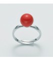 Miluna Woman's Ring - in 925% Silver with Red Coral - 0