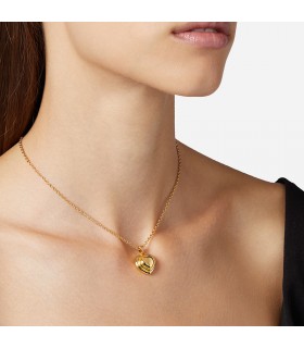 Collana Cuore Nero da donna in argento 925 placcato oro bianco catenina con  cuore pendente in pietra onice nera 