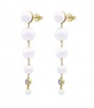 Rue Des Mille Earrings - Whiteside Pendants in 925% Golden Silver with Pearls and Light Point