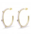 Rue Des Mille - Whiteness Hoop Earrings in 925% Gold Plated Silver with Pearls and Zircon Settings