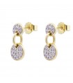 Rue Des Mille Earrings - Shapes Pendants in 925% Golden Silver with Double Hoop
