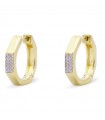 Orecchini Rue Des Mille - Shapes Hoops Ottagonali in Argento 925% Dorato con Pavè di Zirconi