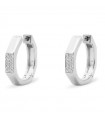 Rue Des Mille Earrings - Octagonal Shapes Hoops in 925% Silver with Pavé Zircons