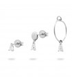 Trio of Rue Des Mille Earrings - Shapes in 925% Silver with Circle and Lobe with Zircons