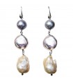 Della Rovere Earrings - in 925% Silver with Gray Pearls and Pink Baroque Pearl