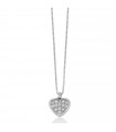 Miluna Necklace - Heart Pendant Necklace in 18 White Gold with Natural Diamonds - 0
