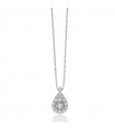 Miluna Necklace - Drop Pendant Necklace in 18 White Gold with Natural Diamonds - 0