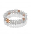 Bracciale Lelune da Donna - Young con Doppio Filo di Perle Freshwater 4,5 - 5 mm e Boules in Oro Rosa 18 Carati